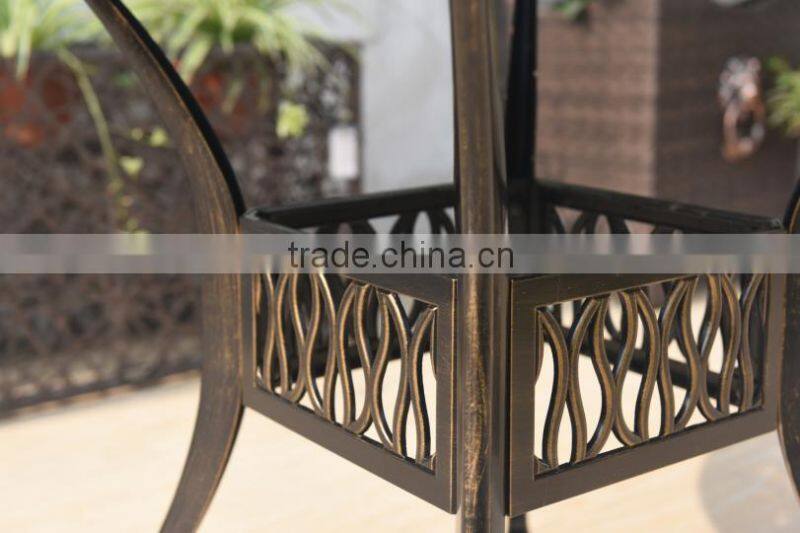 2016 Hot Selling All Weather Elegant Modern Patio Cast Aluminum Outdoor Table with Cushion
