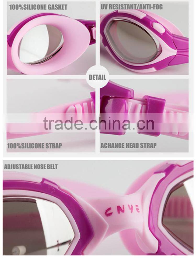 2015 new arrivel anti-shatter waterproof swimming goggles wide vision glasses