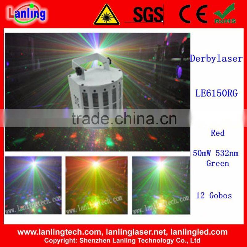 DerbyLaser 6pcs*1W RGBYWV Laser RG 12 Gobos DMX butterfly magic led+laser light