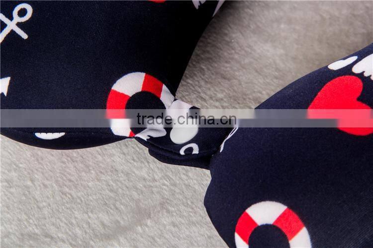 Printed Spandex fabric u shape pillow,with button and hook