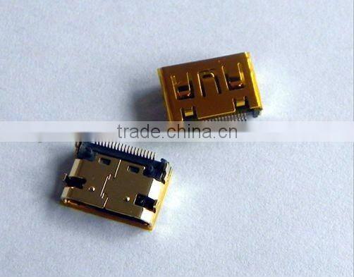 mini HDMI 19P female smt DIP gold-plated connector