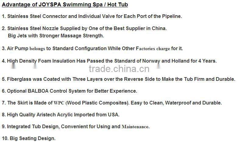Hot sale Acylic indoor 2 person 6m swim spa with air massage jet