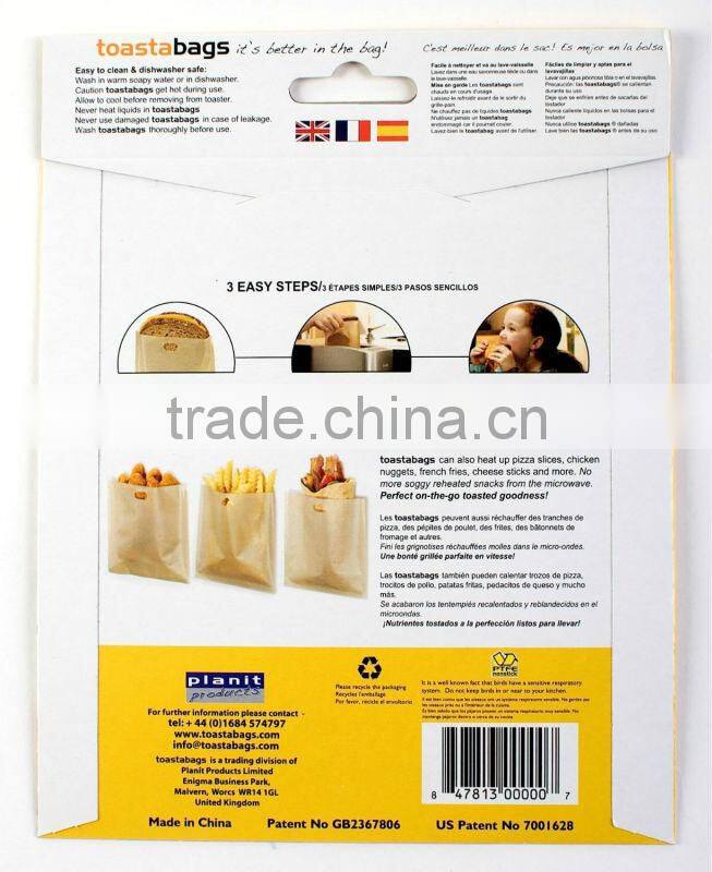 Round Corner PTFE Toast Bag- two circular angles, fit for toaster, oven, microwave oven