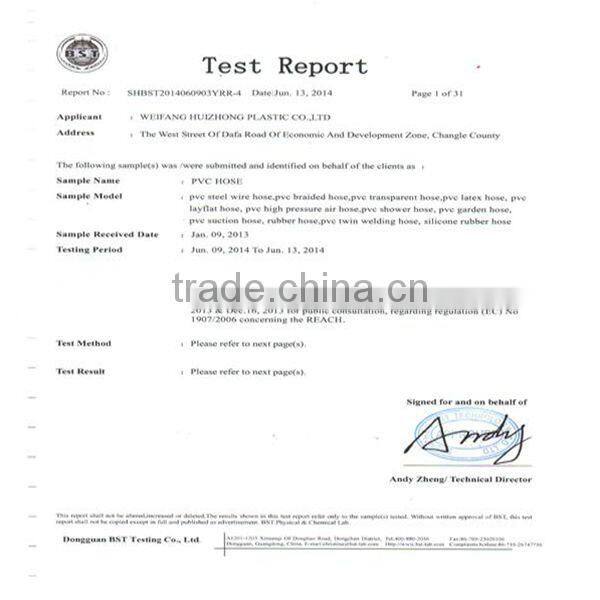 pvc fiber strengthen soft hose with good quality and best price