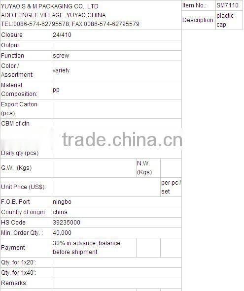 24/410 Shampoo Bottle Cap/Oval Style Lotion plastic disc top cap