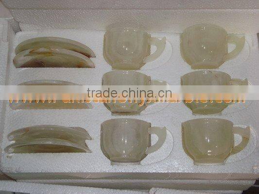 NATURAL COLOR ONYX TEA SETS HANDICRAFTS