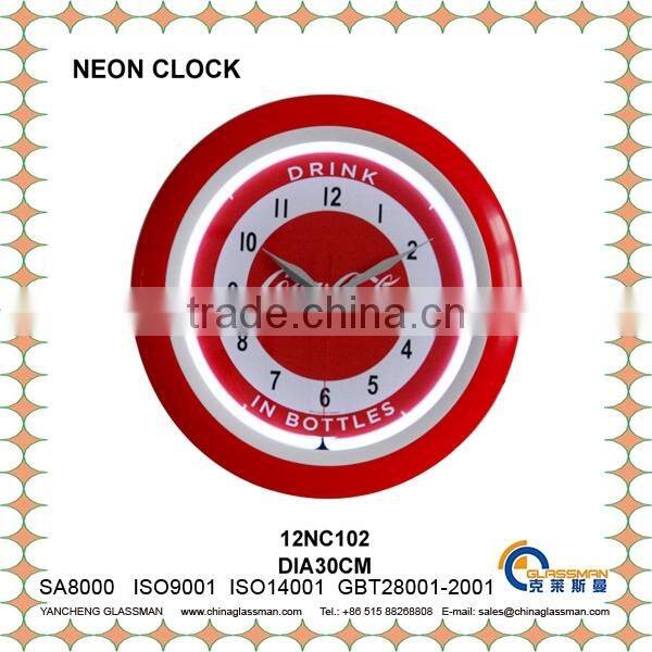 DIA 38cm customizable home decoration neon clock wall clock 15DNC105