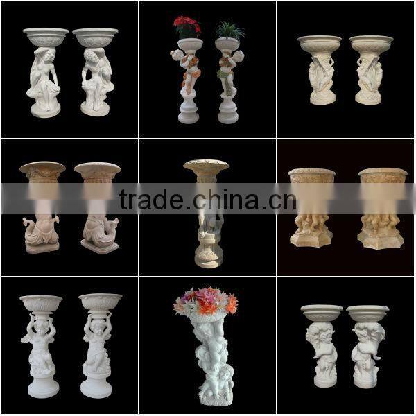 Garden Marble Carved Figure Desing Flowerpot