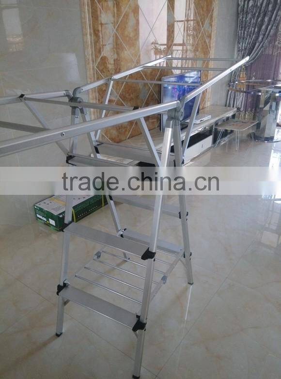 Vivinature aluminum multipurpose clothe rack with 3 steps ladder