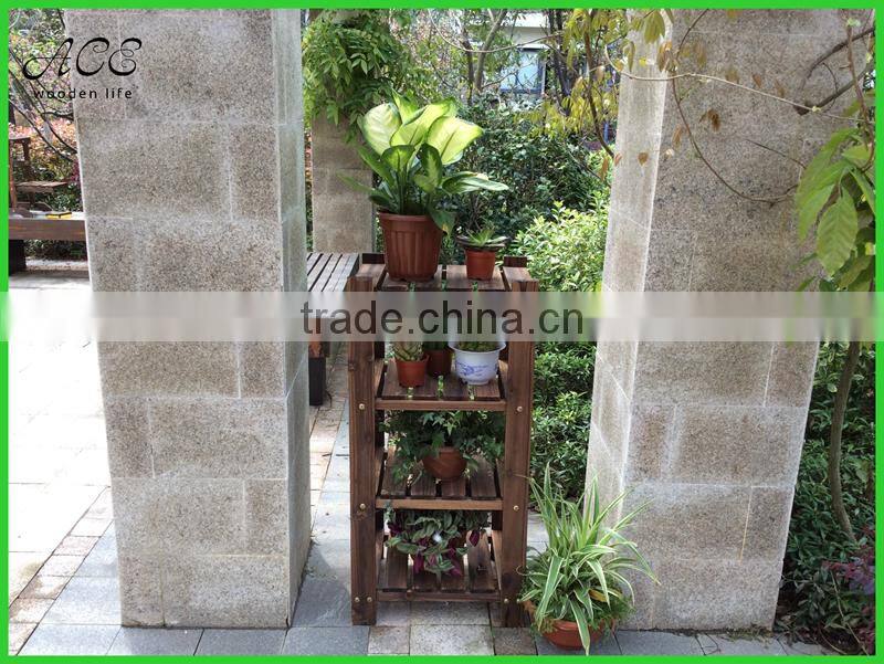 Assemble wooden garden flower shelf