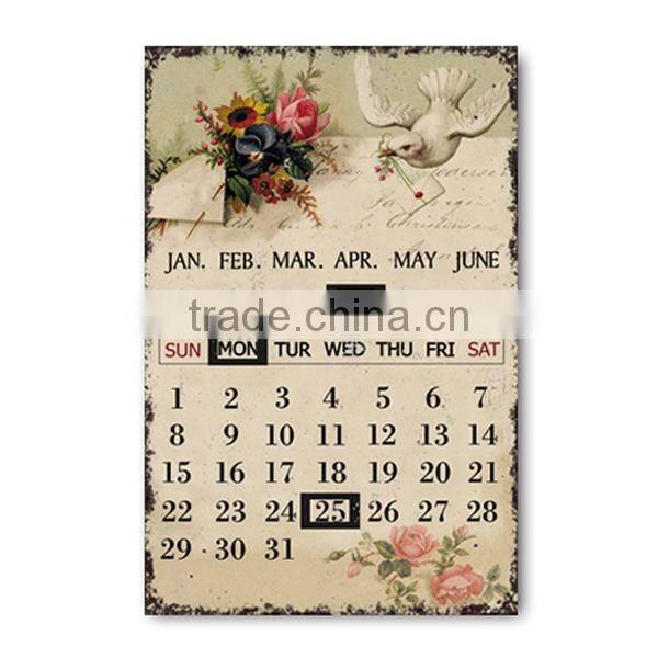 Retro Metal Sign Tin Sign Calendar Floral Metal Sign Wall Plaque