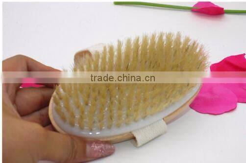 cy305 Bath Body Brush, 100% All Natural Boar Bristle Wooden Handle & band fixed Bristles brush