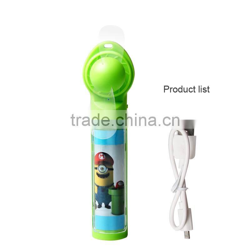 2016 fashion design power bank fan, colorful mini power bank fan, rechargeable fan with power bank