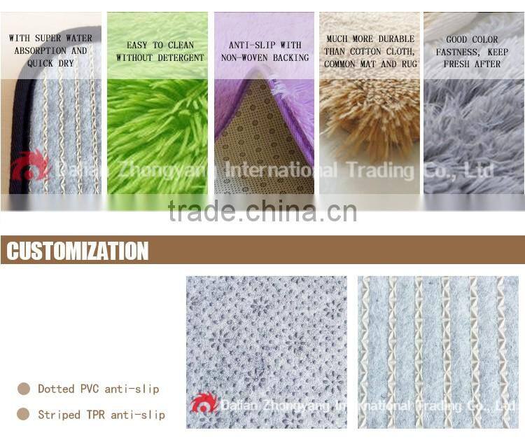 multiple color bathroom anti-slip rug circular shaggy floor carpet