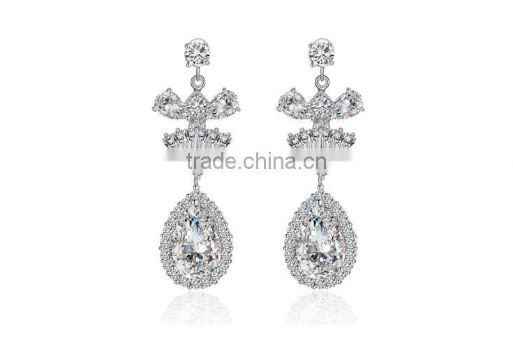 Wholesale Stock Small Order Fashion Women Flash Crown Zircon Earrings