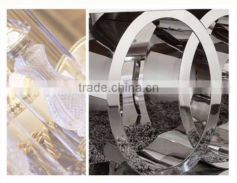 Luxury Audi Symbol stainless steel frame rectangle luxury dining table and chairs