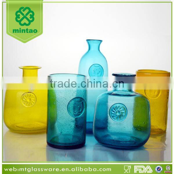 color bubble water glass set glass bottle and highball