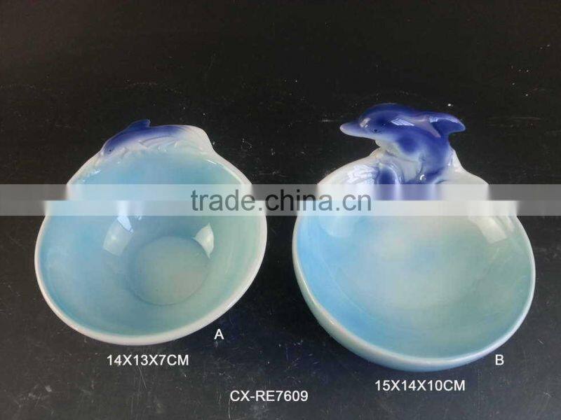 Classical Handpainted Pizza Plate ABC, Domomite Dolphin Plate