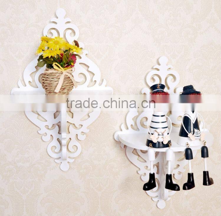 The wooden hanging around the corner,wall shelf