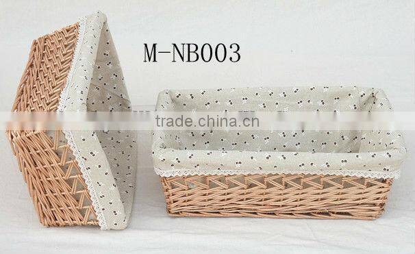 Wicker storage basket with liner& willow food / bread basket