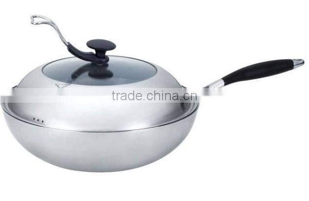 Fully Polished 3-ply Capsuled Bottom industrial wok