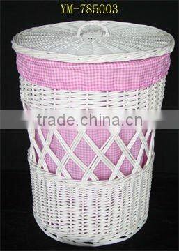 White Wicker Laundry Basket with Cotton Liner