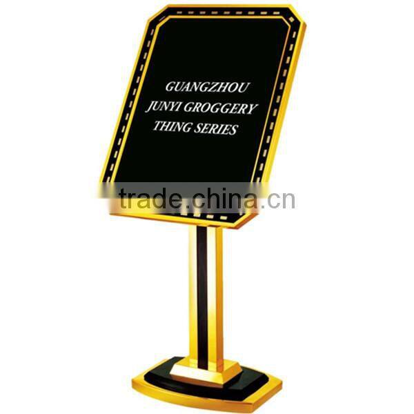 Gold medal direction freestanding sign stand/ Attractive design golden color stainless steel sign stand for hotel P-51
