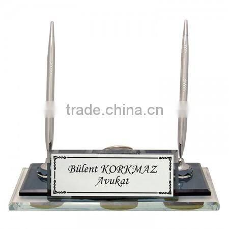 JINGYAGE Business Gift Crystal Pen Holder Name Card Holder Set