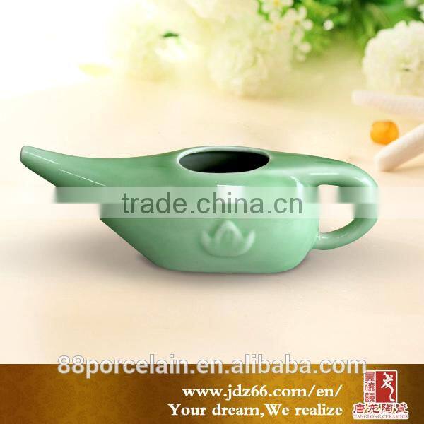 Popular sale high quality hand painted ceramic yuga neti pot for meditation