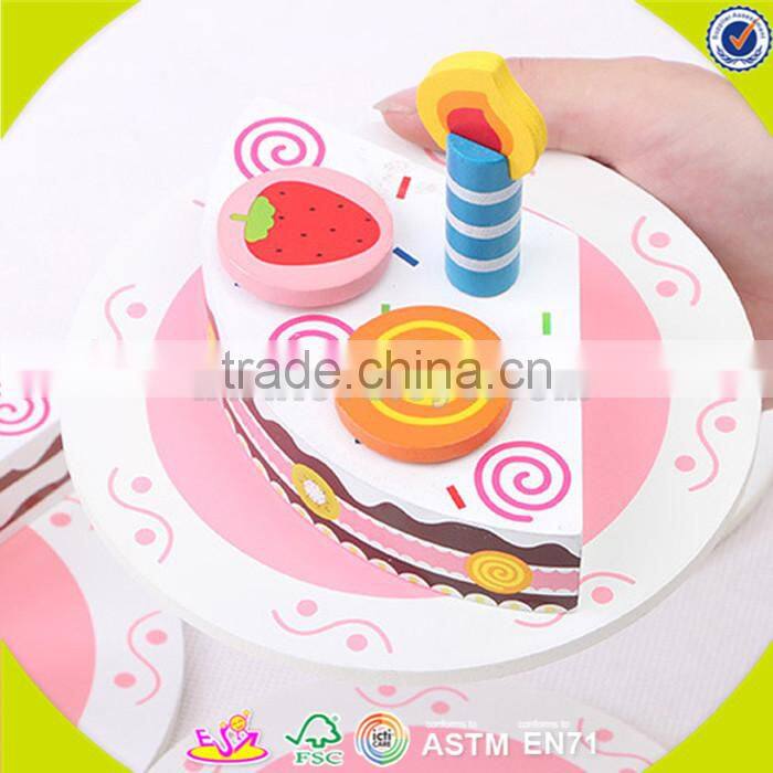 wholesale baby wooden cutting cake toy, creative kids wooden cutting birthday cake toy, funny wooden cutting cake toy W10B096