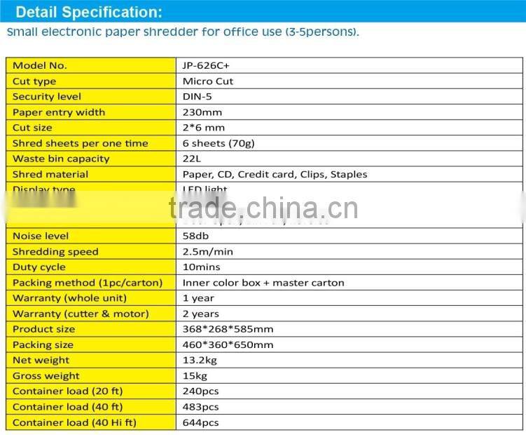 small size paper shredder for medium office of 3-5 persons