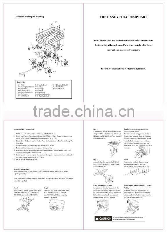 garden cart dump cart TC2145 Poly garden dump cart with Low Price