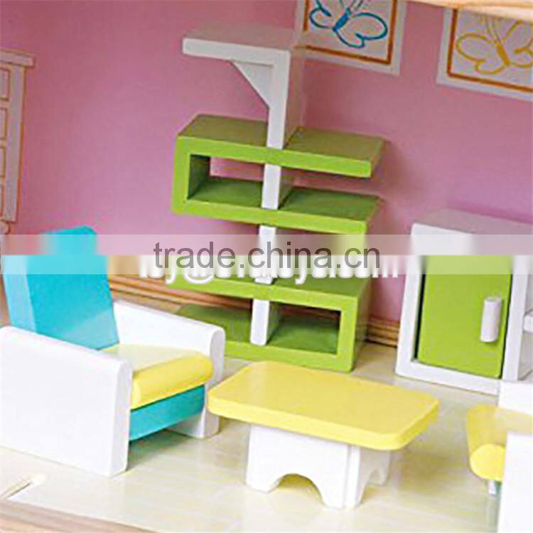 Best design toddlers pretend toys wooden crafted small dollhouse with furniture W06A231