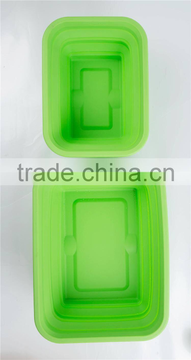 Silicone large vegetable foldable bowl,green yellow fruit bowl
