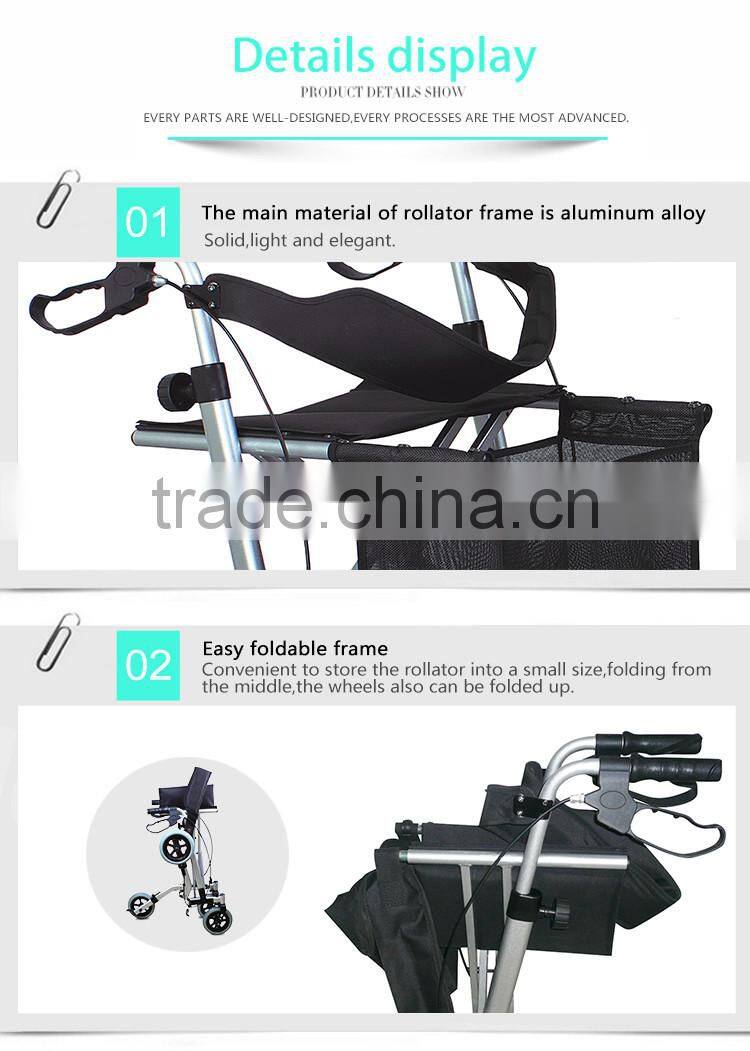 China suppliers TOPMEDI Rehabilitation Therapy Supplies lightweight 4 wheel folding rollator walker
