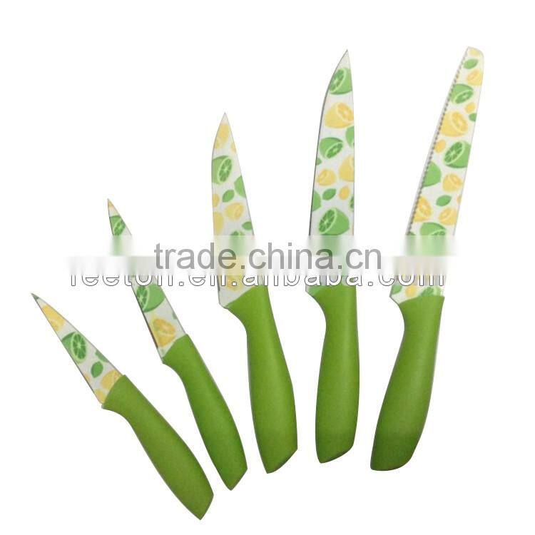 Stainless steel kitchen knife with color coating