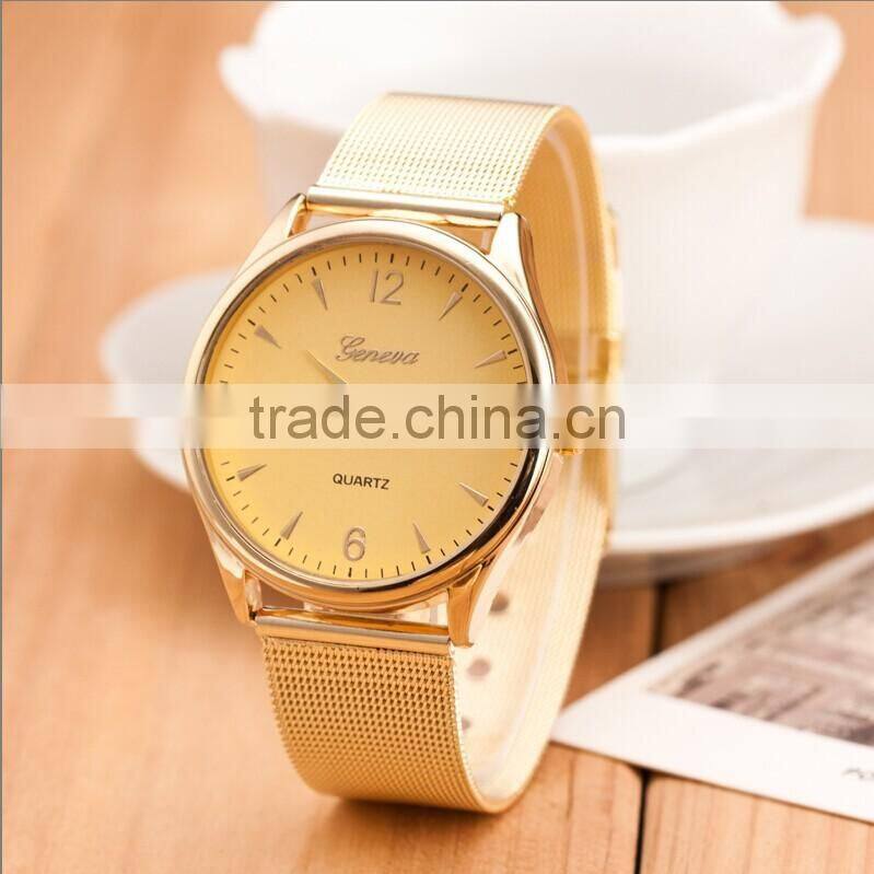 Factory direct sales alloy gold mesh strap women watch simple unisex watch
