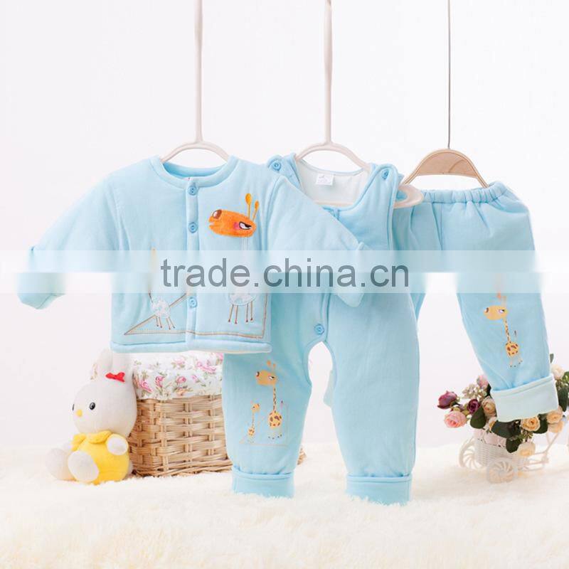 Warm Baby 3pcs Winter Clothes Baby Cute Home Wear Cotton Winter Clothing Sets