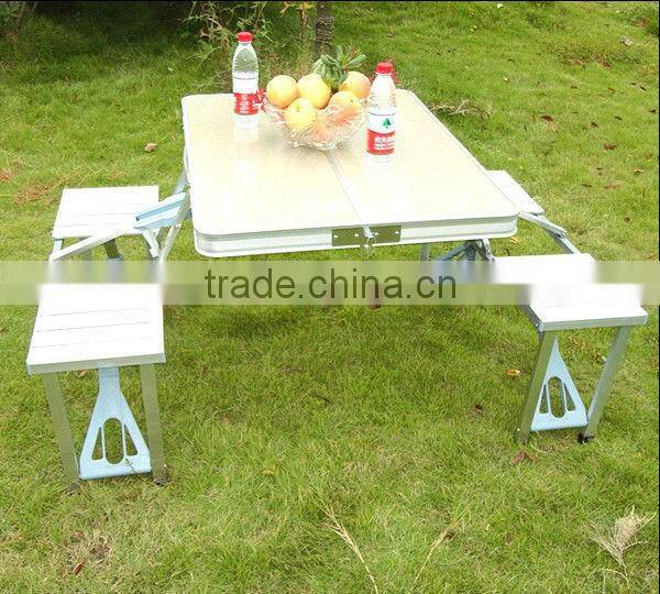 4 person aluminum table with folding seats for picnic