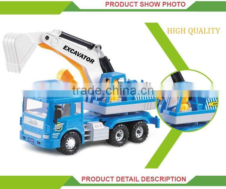 Friction power cartoon plastic toy logging trucks with music