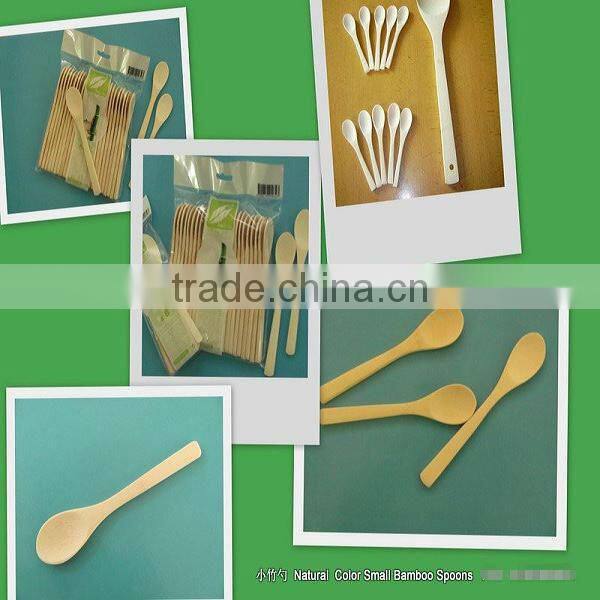 opp palstic bag wrapped natural color bamboo baby spoons