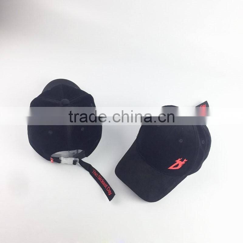 Flat Embroidery Baseball Cap Velvet Fabric Dad Hat