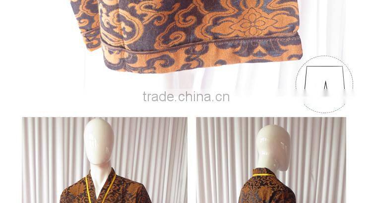 Wine Red Floral Jacquard Pyjamas V-Neck Pyjamas For Sauna Steam Clothes Set Women