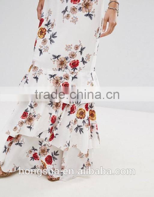 Floral Maxi Skirt With Ruffle Hem HSH6119