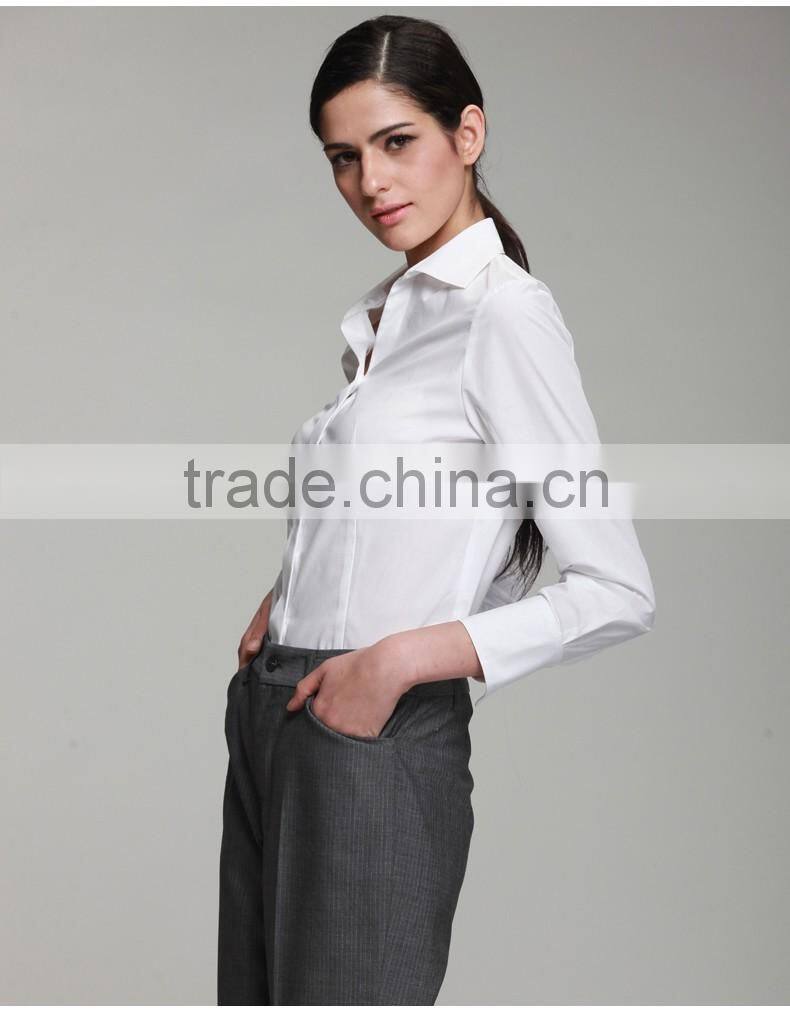 100% cotton classic white slim fit ladies office uniform shirts long sleeve women t shirt dresses shirts