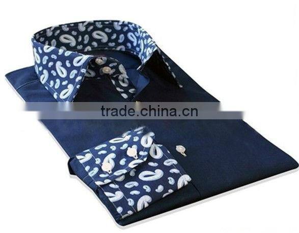 Men's high collar shirts,fashion contrast latest shirt design for man