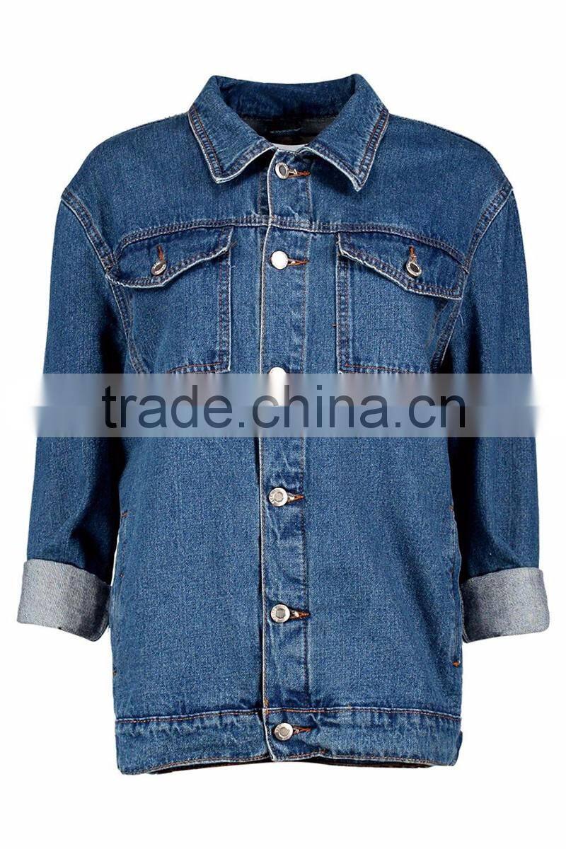 oversized plain boyfriend denim jacket women stylish