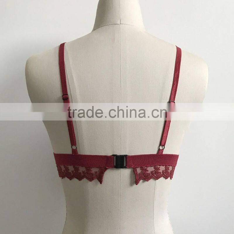 Sexy Lace net bra panty Soft Bra Push Up Deep V Straps Polka Dots Bralette beautiful bra sexy bra design latest fashion sexy bra