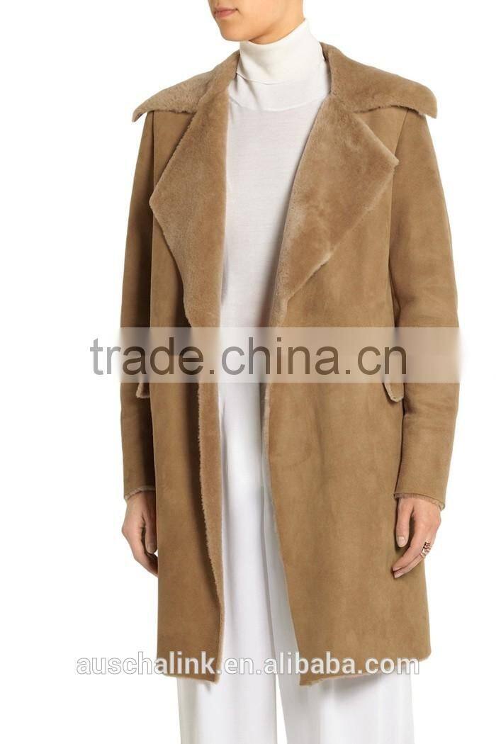 new arrival wholesale winter ladies shearling coat OEM service