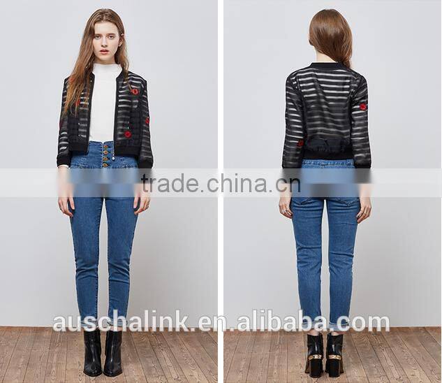 OEM service new model outdoor young ladies jackets embroidery designs